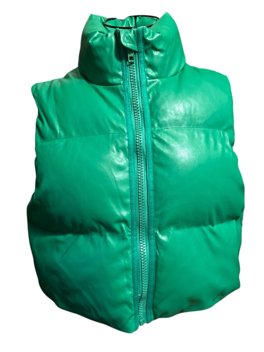 Olivaceous Emerald Green cropped Puffer Vest